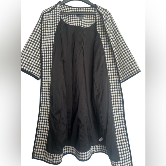 Adrianna Papell Houndstooth Woven Classic Open Long Jacket/Coat Size 8 - Picture 3 of 7